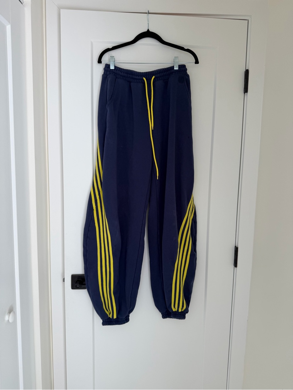 AKIRA Navy Sweatpants with Yellow Stripes